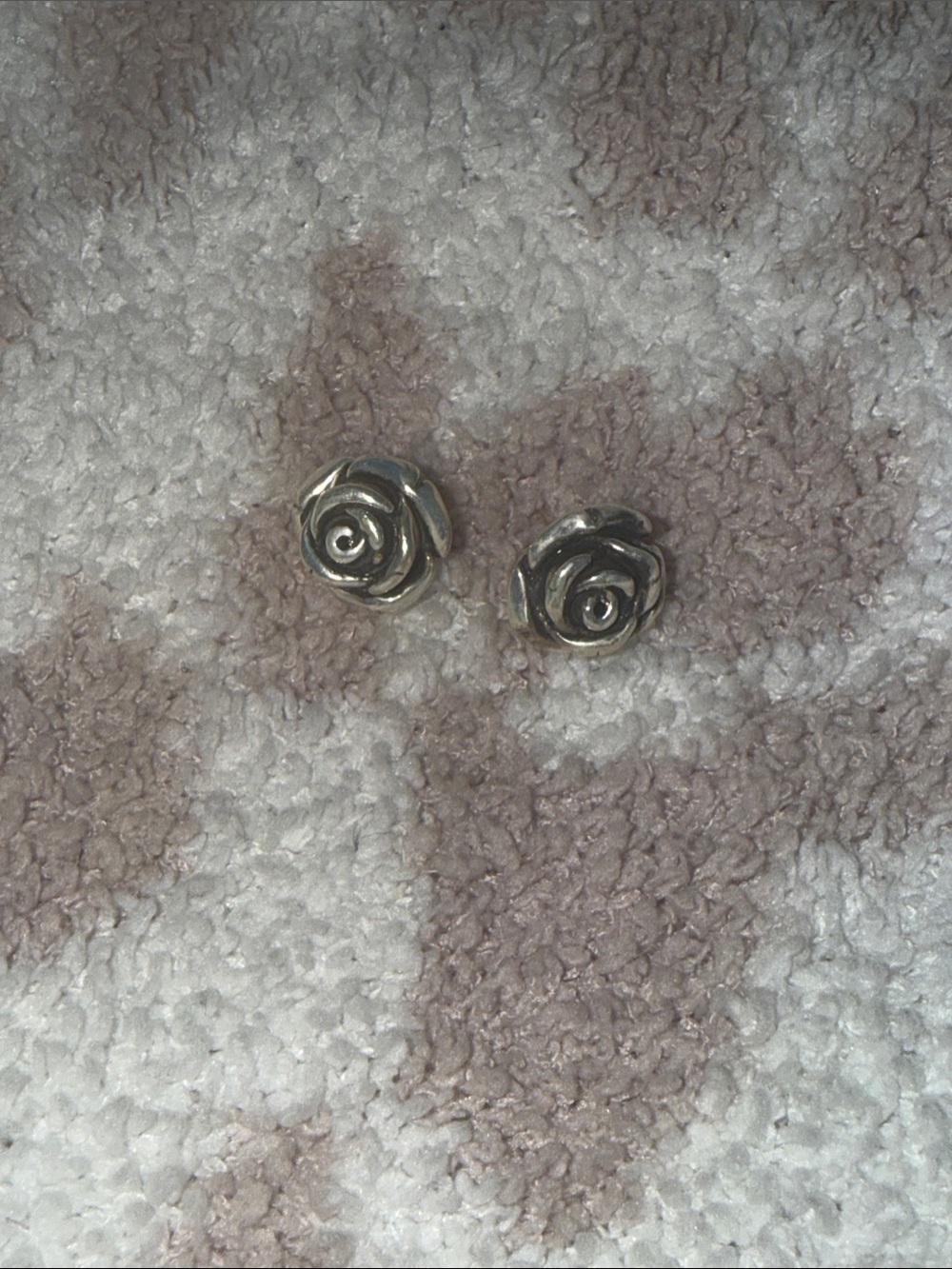 Silver rose earrings never worn